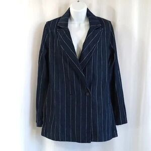 Parker Smith women's size small blue white denim long striped